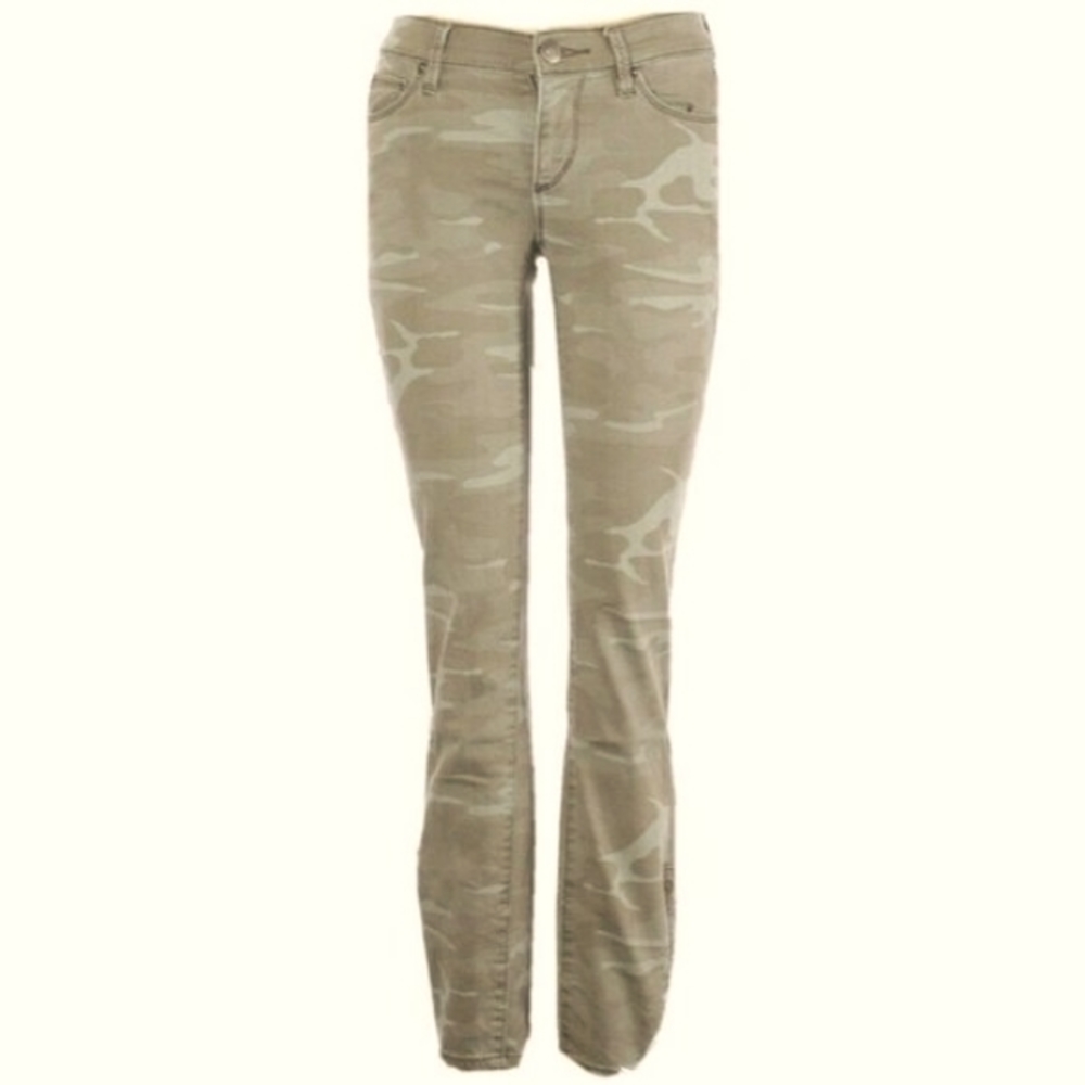 LOFT Jeans Modern Skinny Ankle Zip 2 Tone Green CAMOUFLAGE Low Rise Size 25/0